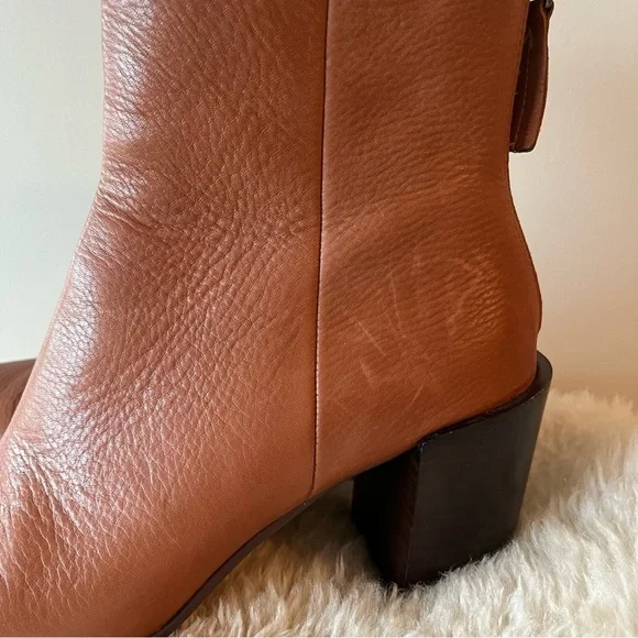 Dolce Vita Cyan Cognac Leather Ankle Booties - Picture 6 of 16
